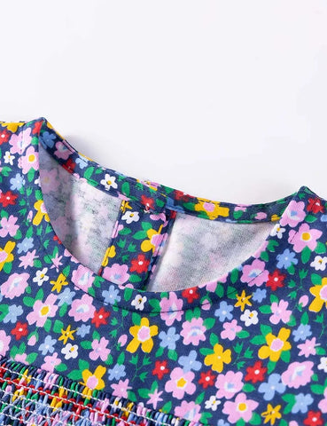 Katoenen jurk met lange mouwen en bloemenprint