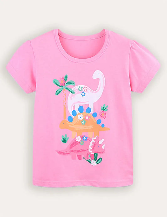 Dinosaurier-Print Kurzarm-T-Shirt