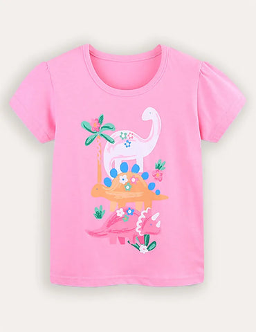 Dinosaurier-Print Kurzarm-T-Shirt