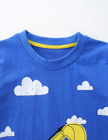 Construction Car Printed Short Sleeve T-Shirt