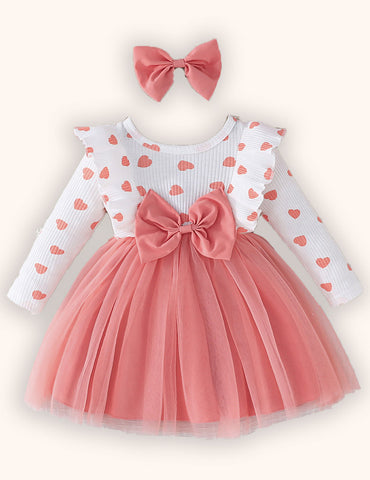 Valentine's Day Love Printing Splicing Tulle Dress