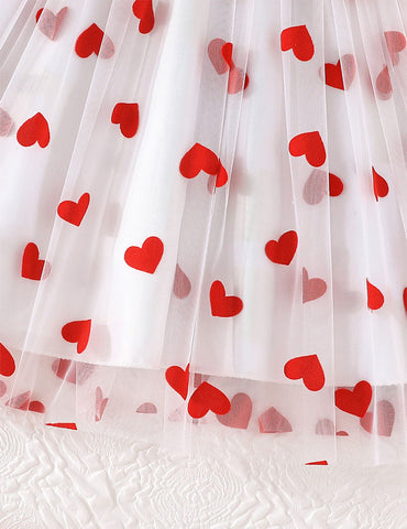 Abito con stampa in tulle a cuore per San Valentino