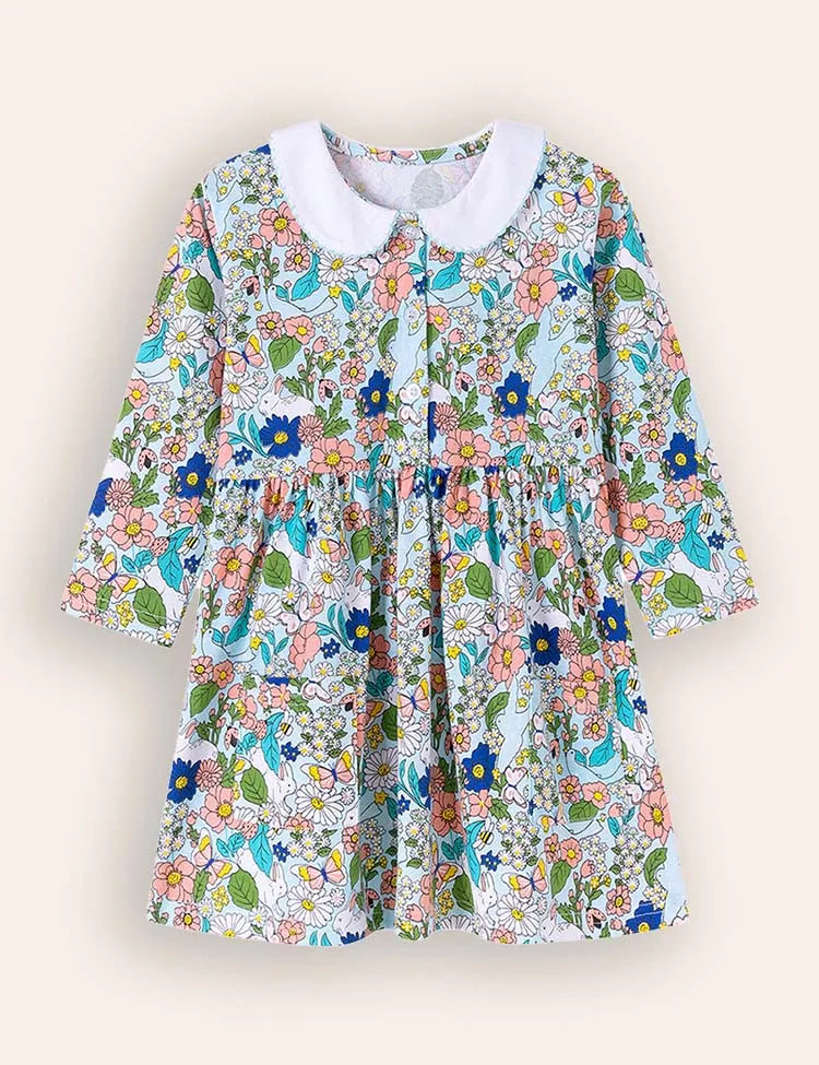Jurk met lange mouwen en bloemenprint