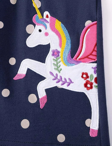 Jurk met lange mouwen en eenhoornappliqué