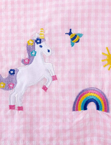 Regenboog Unicorn applique lange mouwen jurk
