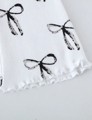 Bow Printed Flared Leggings
