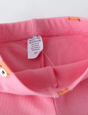 Cute Bear Printed Flared Leggings