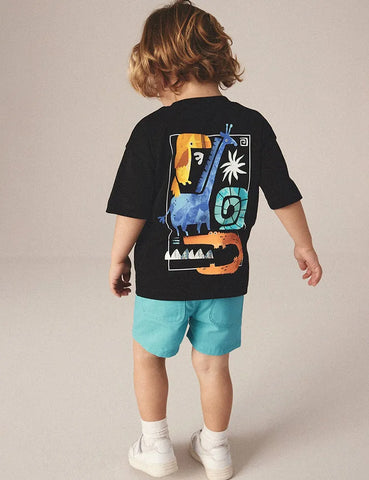 Cute Animal Print Short Sleeve T-Shirt and Shorts Set