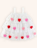 Abito con bretelle in tulle con applicazioni Love di San Valentino