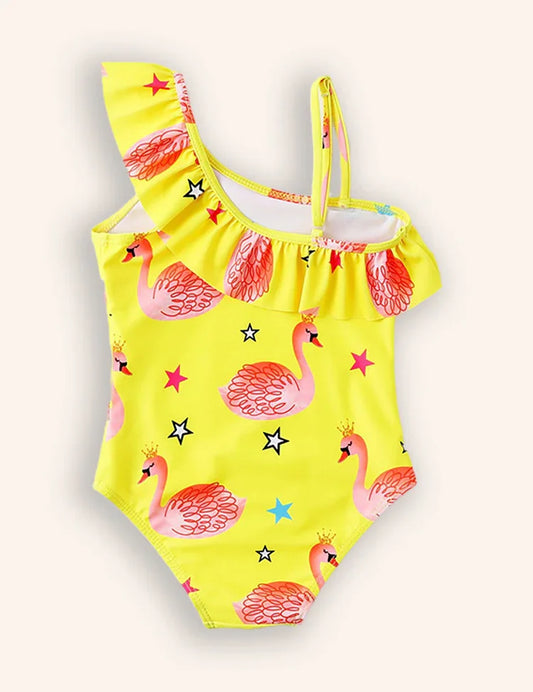 Badpak uit één stuk met flamingoprint