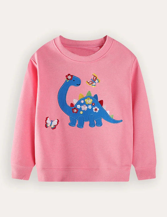 Cute Dinosaur Embroidered Sweatshirt
