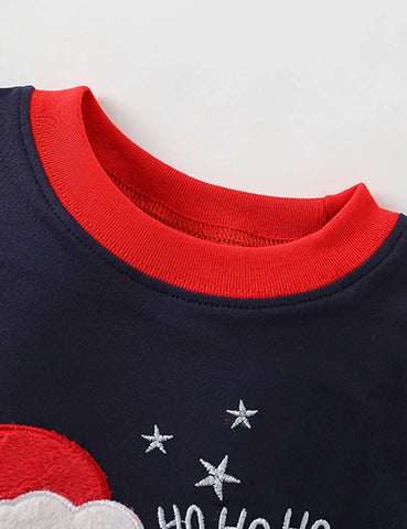 Ropa de estar por casa bordada de Papá Noel navideño