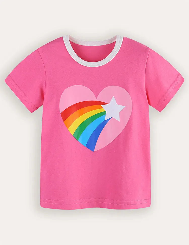 Camiseta de manga corta con estampado de arcoíris Love