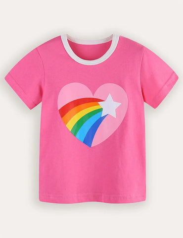 Camiseta de manga corta con estampado de arcoíris Love