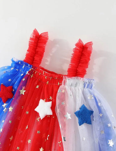 Unabhängigkeitstag Kontraststern Träger-Tüllkleid