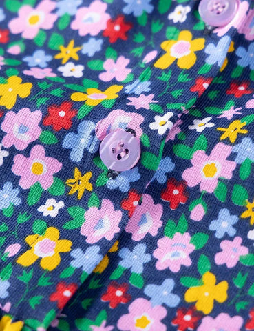 Katoenen jurk met lange mouwen en bloemenprint