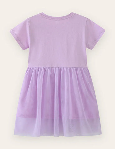 Radish Appliqué Tulle Dress