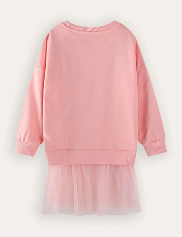 Rabbit Bird Embroidery Long Sleeve Sweater Dress