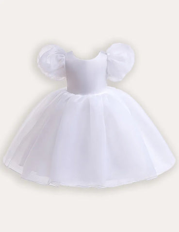 Abito da festa in tulle floreale con maniche a palloncino