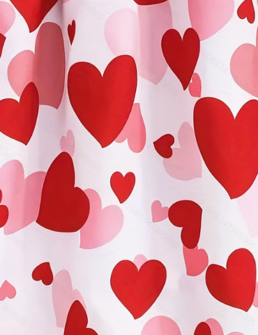 Cárdigan de punto de San Valentín + vestido estampado