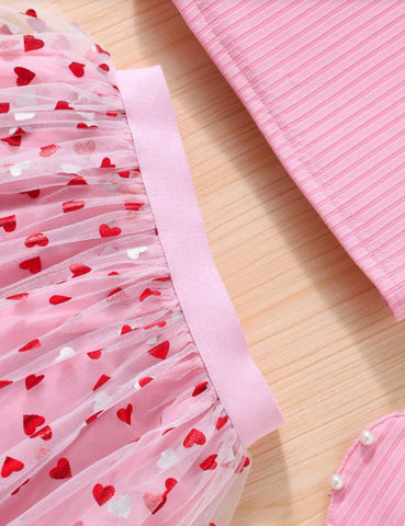 Conjunto de falda de tul con corazón de San Valentín