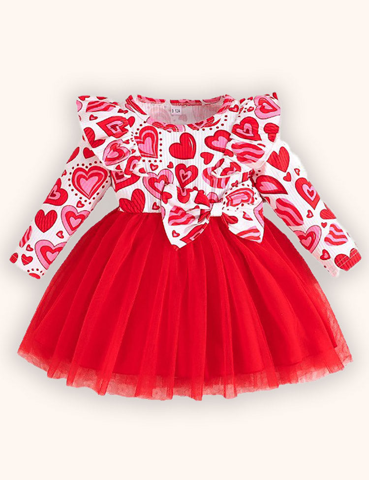 Valentine's Day Love Pattern Tulle Dress