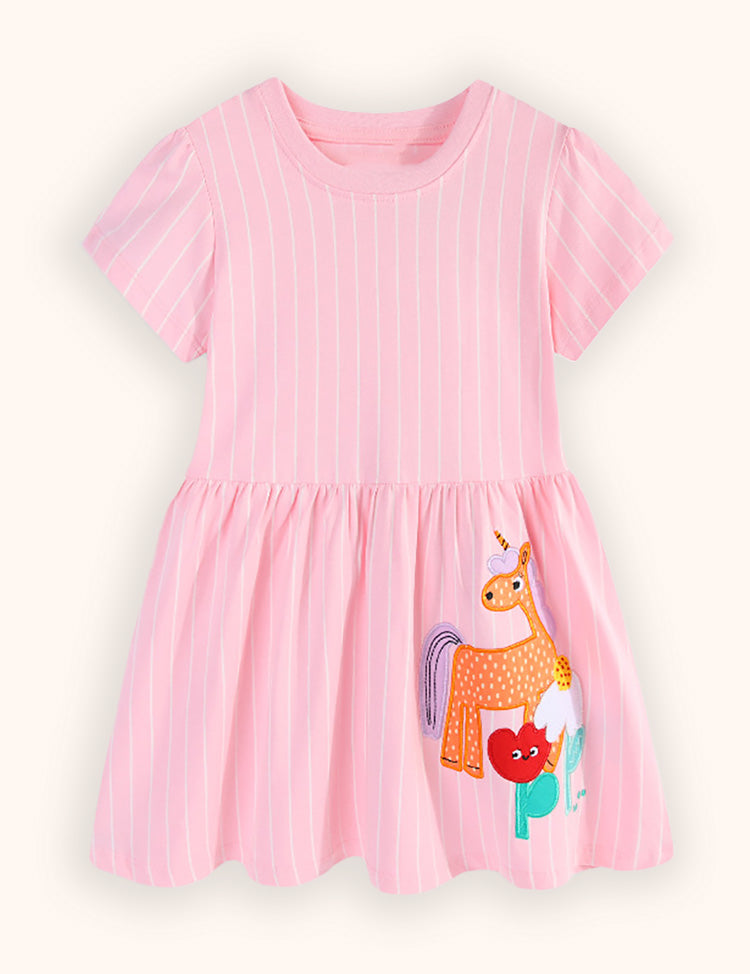 Cute Unicorn Embroidered Dress