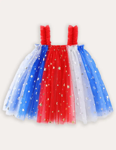 Unabhängigkeitstag Kontraststern Träger-Tüllkleid