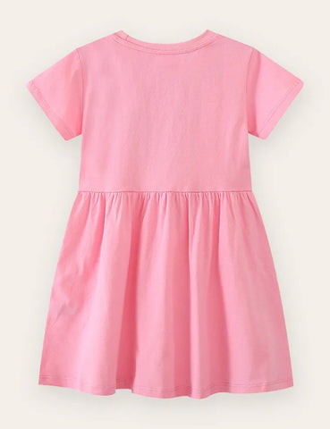 Unicorn Star Embroidered Cotton Dress