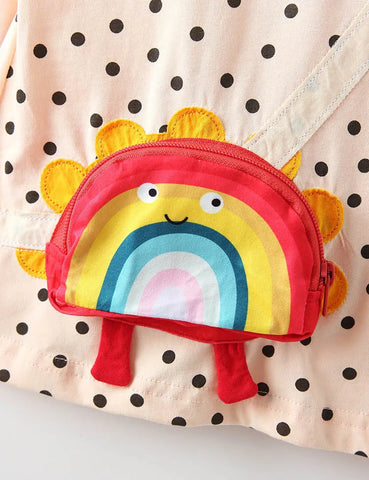 Cute Rainbow Applique Pocket Long Sleeve T-shirt