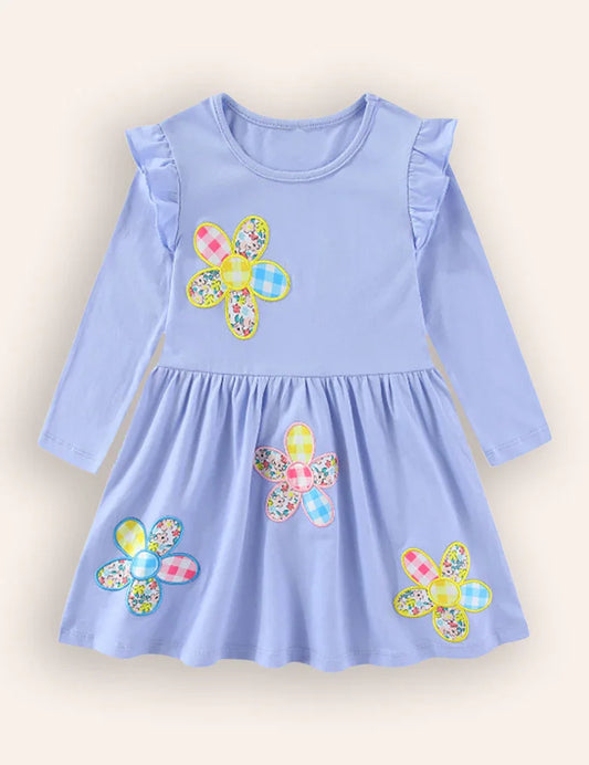 Bloemen patchwork appliqué jurk