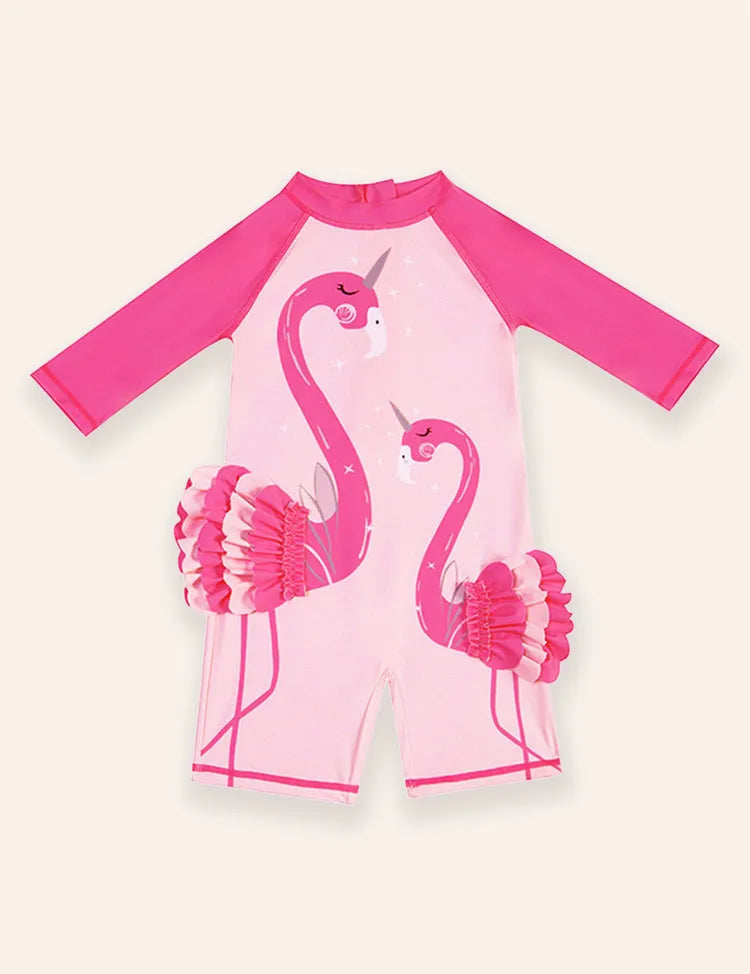 Niedlicher Flamingo-Langarm-Badeanzug