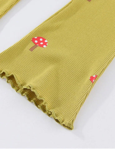 Mushroom Print Flared Leggings