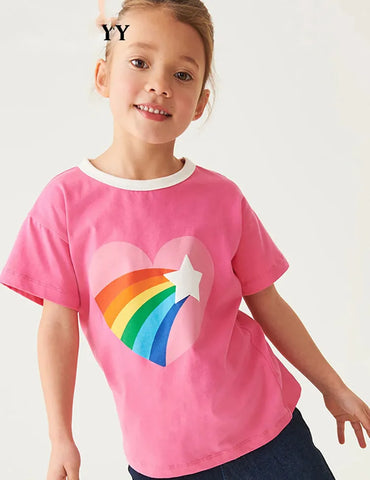 Camiseta de manga corta con estampado de arcoíris Love
