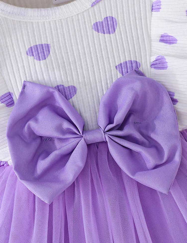 Valentine's Day Love Printing Splicing Tulle Dress