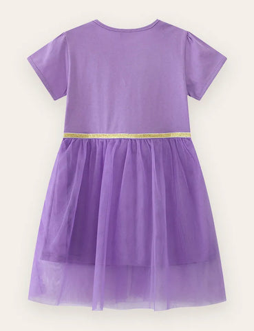 Unicorn Flower Appliqué Tulle Dress