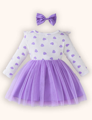 Valentine's Day Love Printing Splicing Tulle Dress