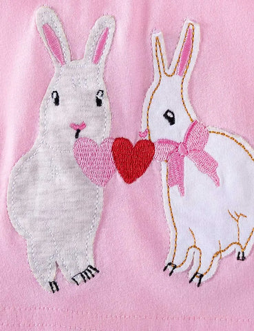 Cute Bunny Applique Long Sleeve Dress