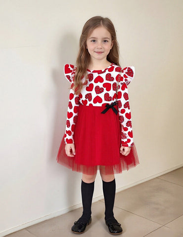 Valentine's Day Love Pattern Tulle Dress