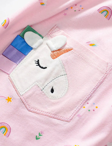 Einhorn Pokect Baumwollkleid