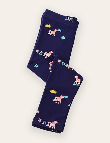 Leggings Aus Baumwolle Mit Einhorn-Print