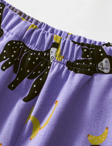 Orangutan Applique Short T-Shirt and Printed Shorts Set
