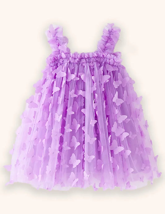 3D-Schmetterling-Blumen-Tüllkleid