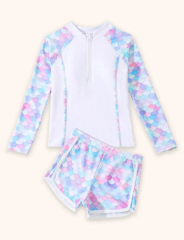 Split Long-sleeved Zip-up Swimsuit