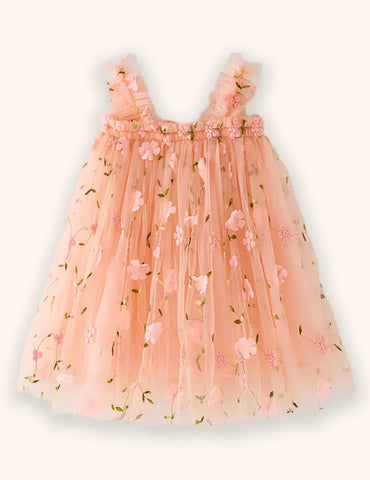 3D-Schmetterling-Blumen-Tüllkleid