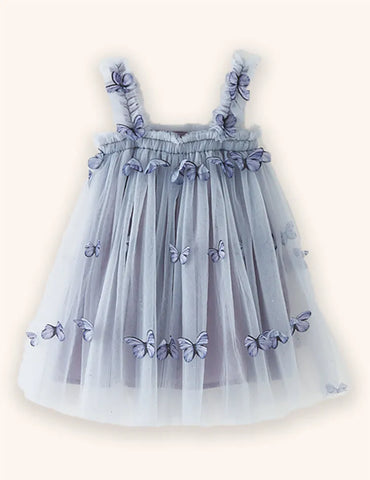 3D-Schmetterling-Blumen-Tüllkleid