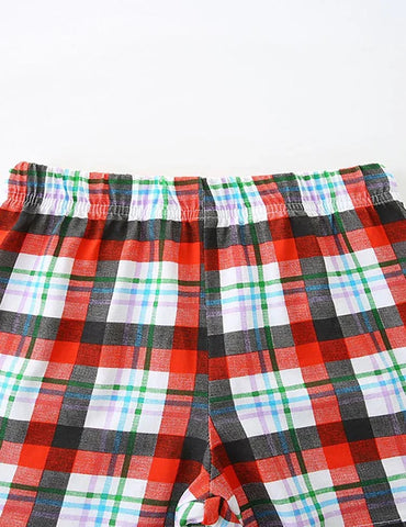 Besticktes T-Shirt- und Shorts-Set mit Marienkäfer-Karo