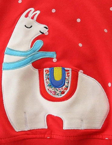 Alpaca Appliqué Polka Dot Sweatshirt - Mini Taylor