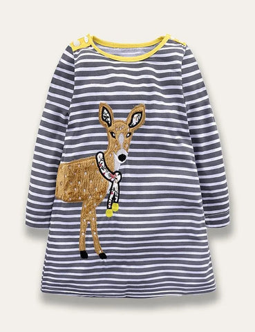Animal Appliqué Stripe Dress - Mini Taylor