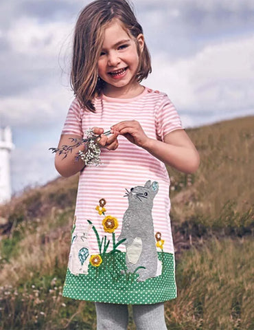 Animal Appliqué Striped Dress - Mini Taylor